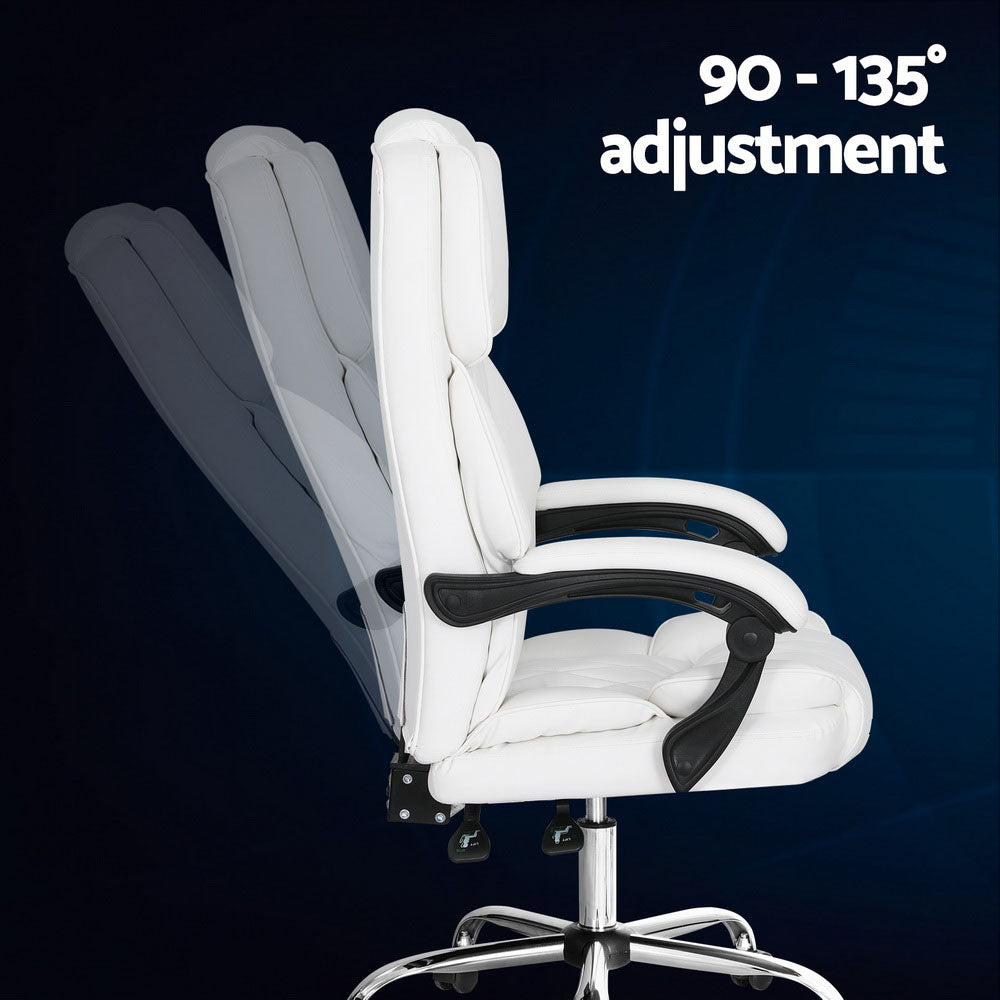 Camelon Executive Office Chair Leather Recliner - White