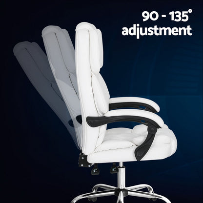 Camelon Executive Office Chair Leather Recliner - White