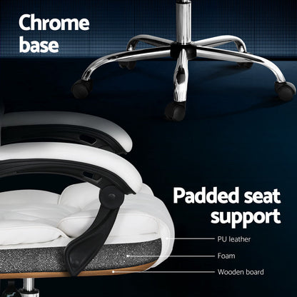 Camelon Executive Office Chair Leather Recliner - White
