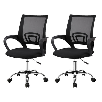 Set of 2 Mesh Office Chair Mid Back - Black