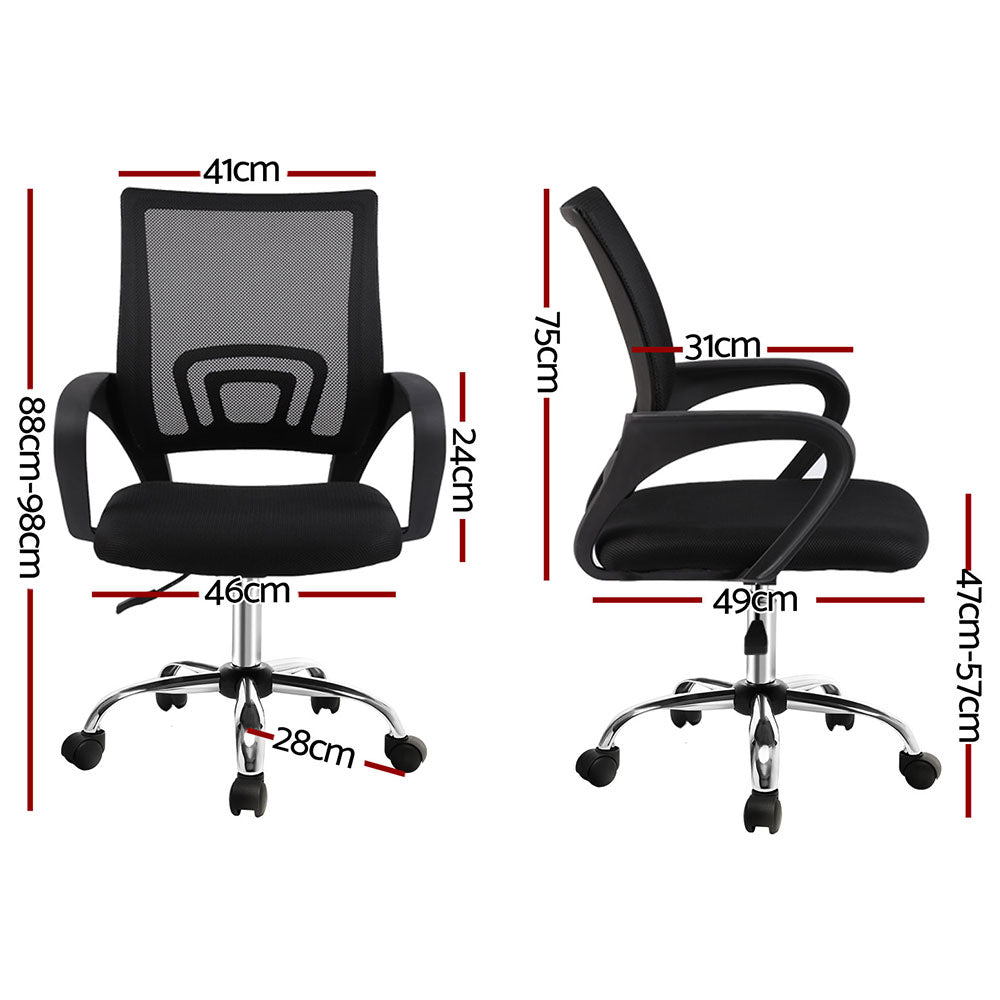 Set of 2 Mesh Office Chair Mid Back - Black