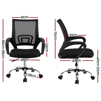Set of 2 Mesh Office Chair Mid Back - Black