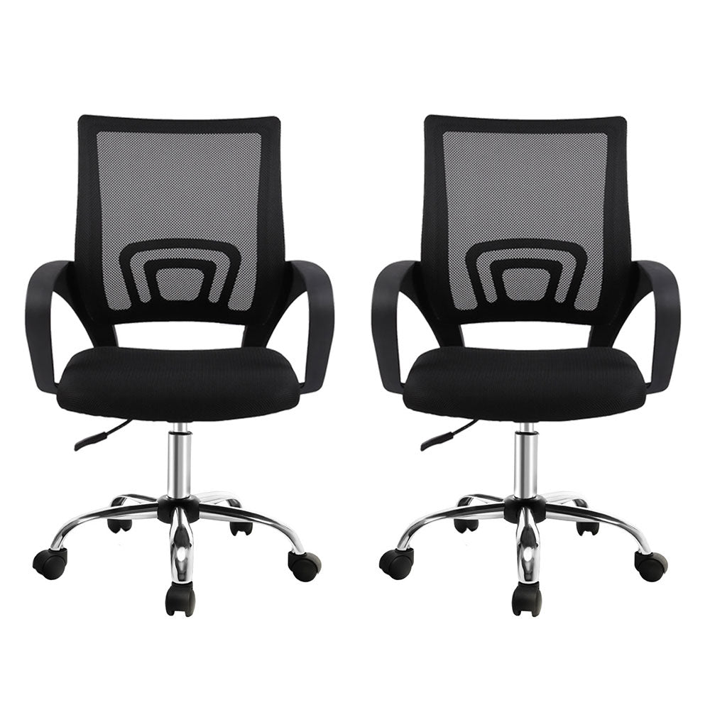 Set of 2 Mesh Office Chair Mid Back - Black