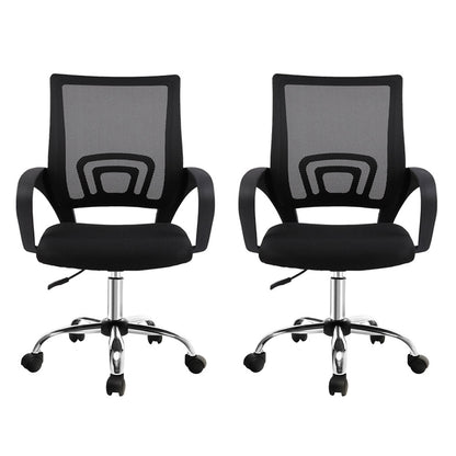 Set of 2 Mesh Office Chair Mid Back - Black