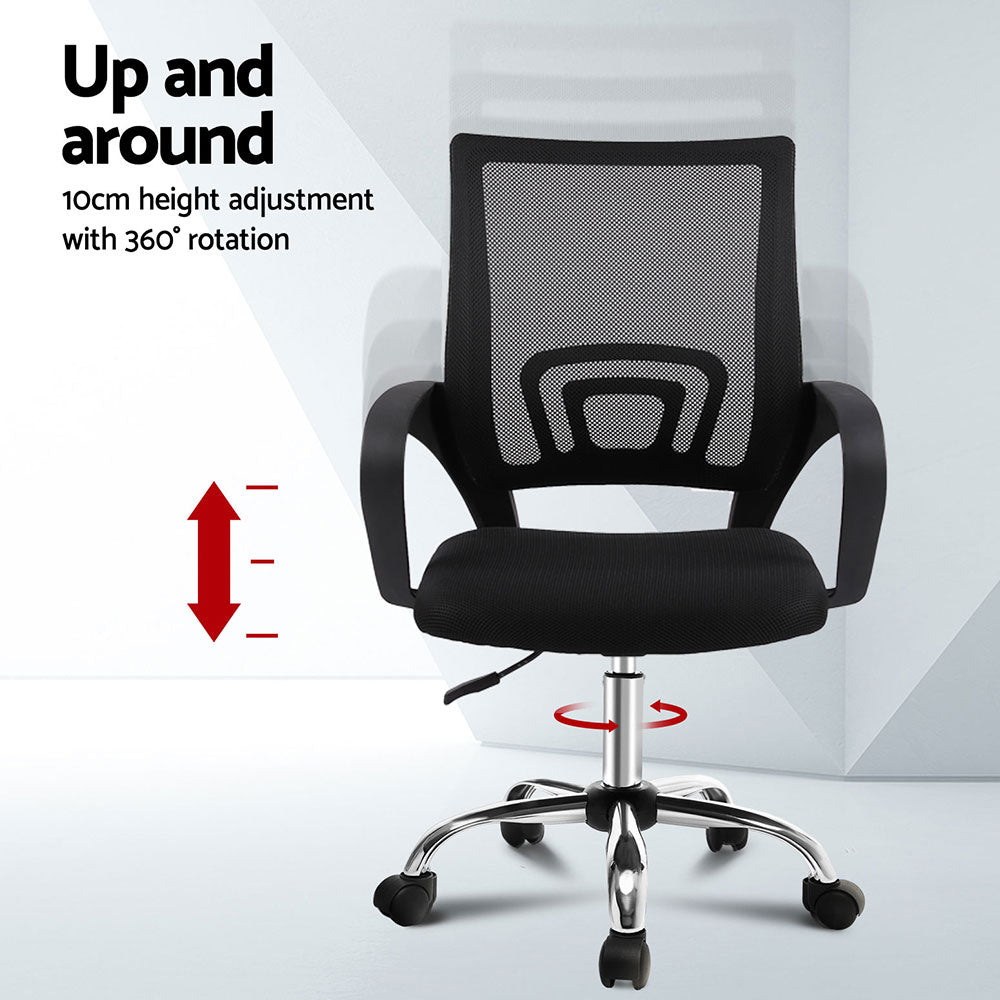 Set of 2 Mesh Office Chair Mid Back - Black