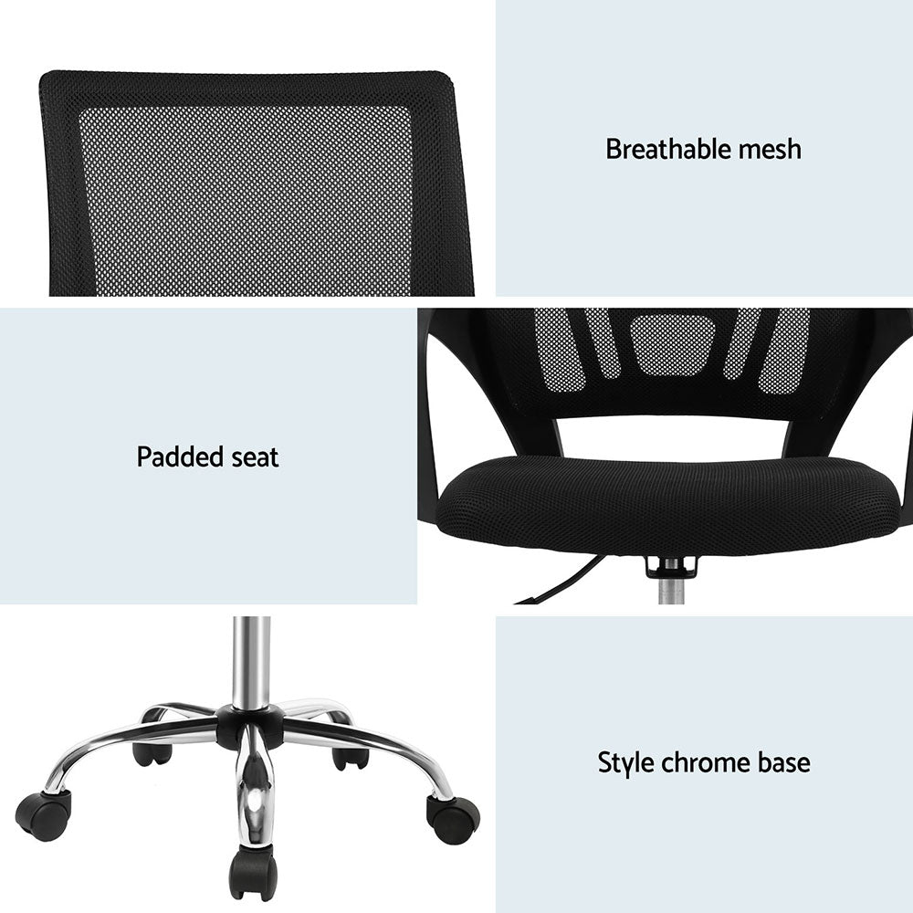 Set of 2 Mesh Office Chair Mid Back - Black