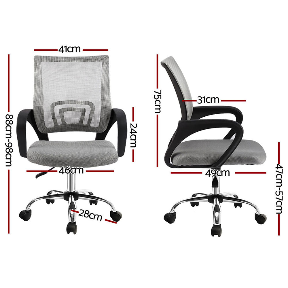 Setof 2 Cody Mesh Office Chair Mid Back - Grey