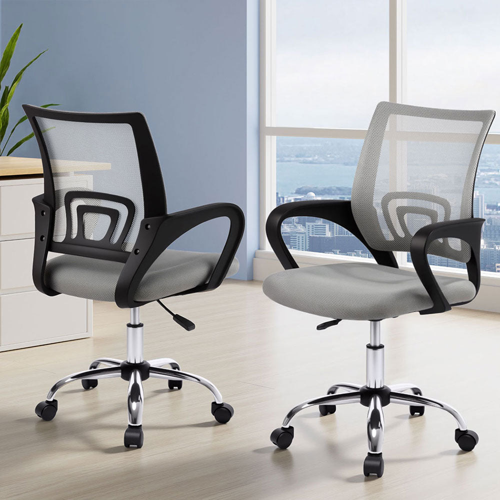 Setof 2 Cody Mesh Office Chair Mid Back - Grey