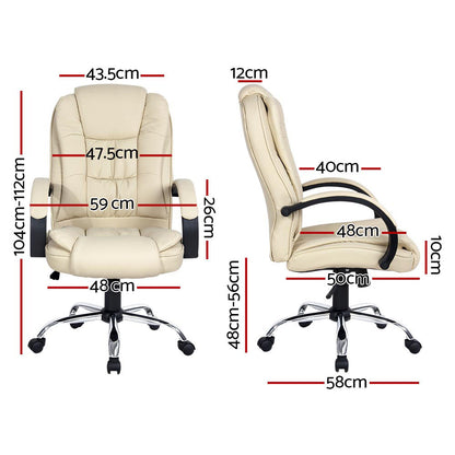 Rainier Executive Office Chair Leather Tilt - Beige