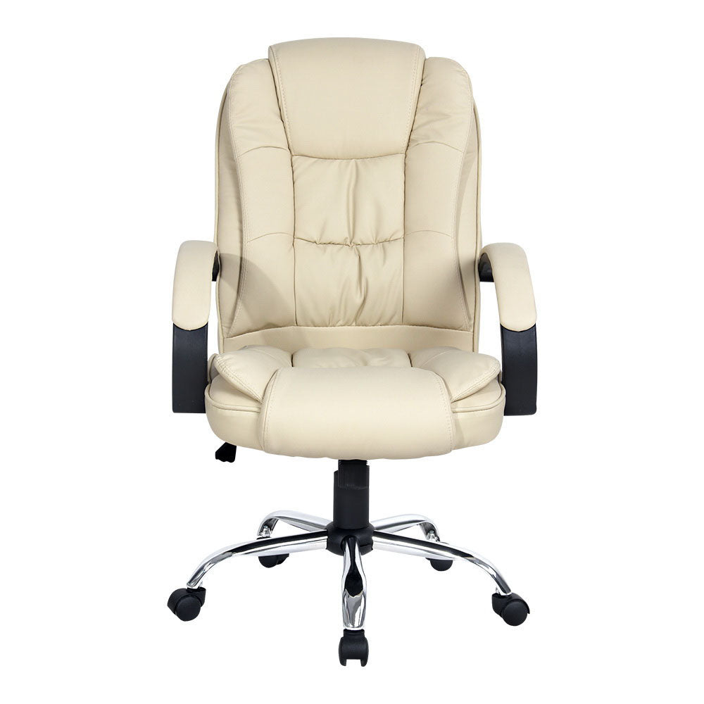 Rainier Executive Office Chair Leather Tilt - Beige