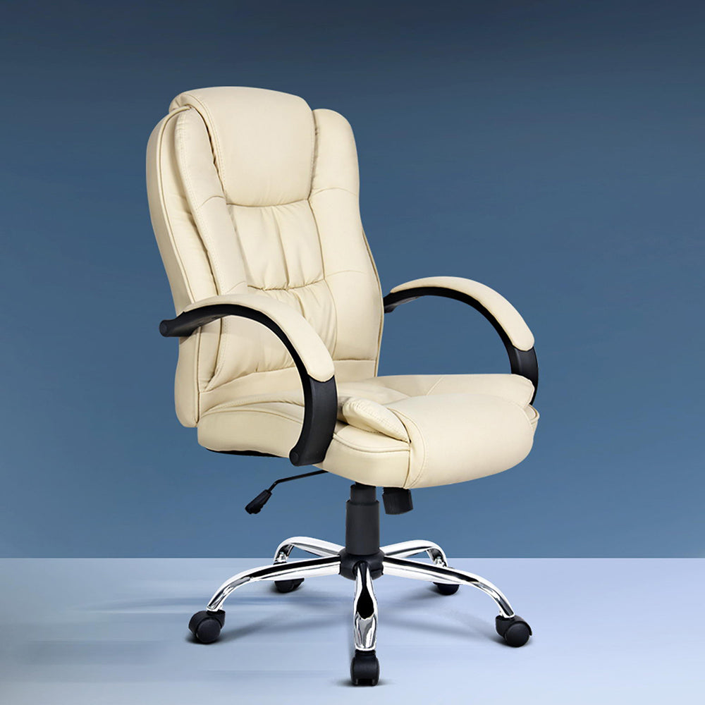 Rainier Executive Office Chair Leather Tilt - Beige