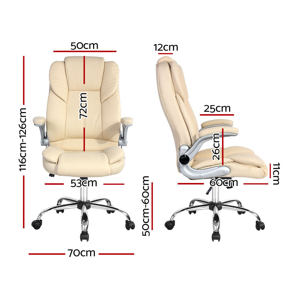 Kea Executive Office Chair Leather Tilt - Beige