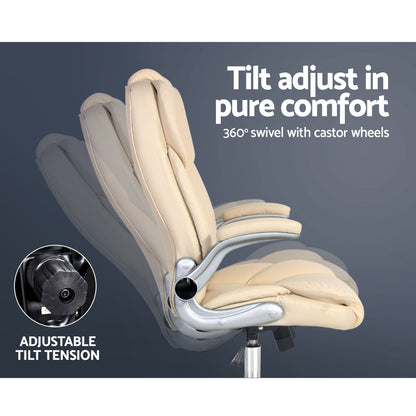 Kea Executive Office Chair Leather Tilt - Beige