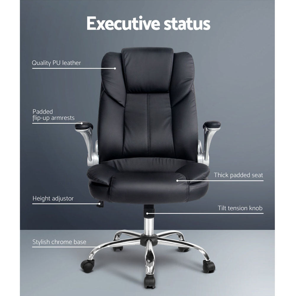 Kea Executive Office Chair Leather Tilt - Black