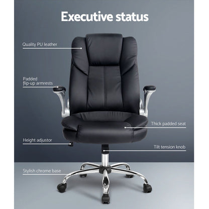 Kea Executive Office Chair Leather Tilt - Black
