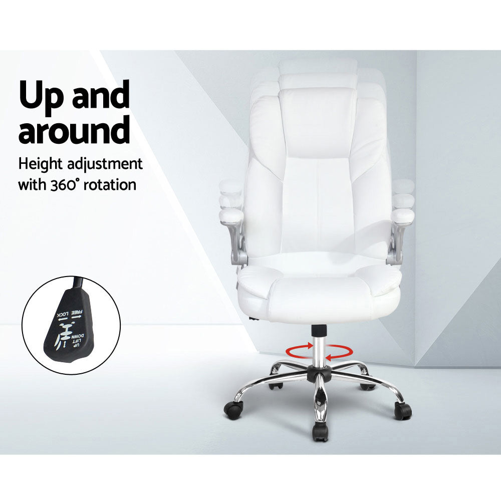 Kea Executive Office Chair Leather Tilt - White