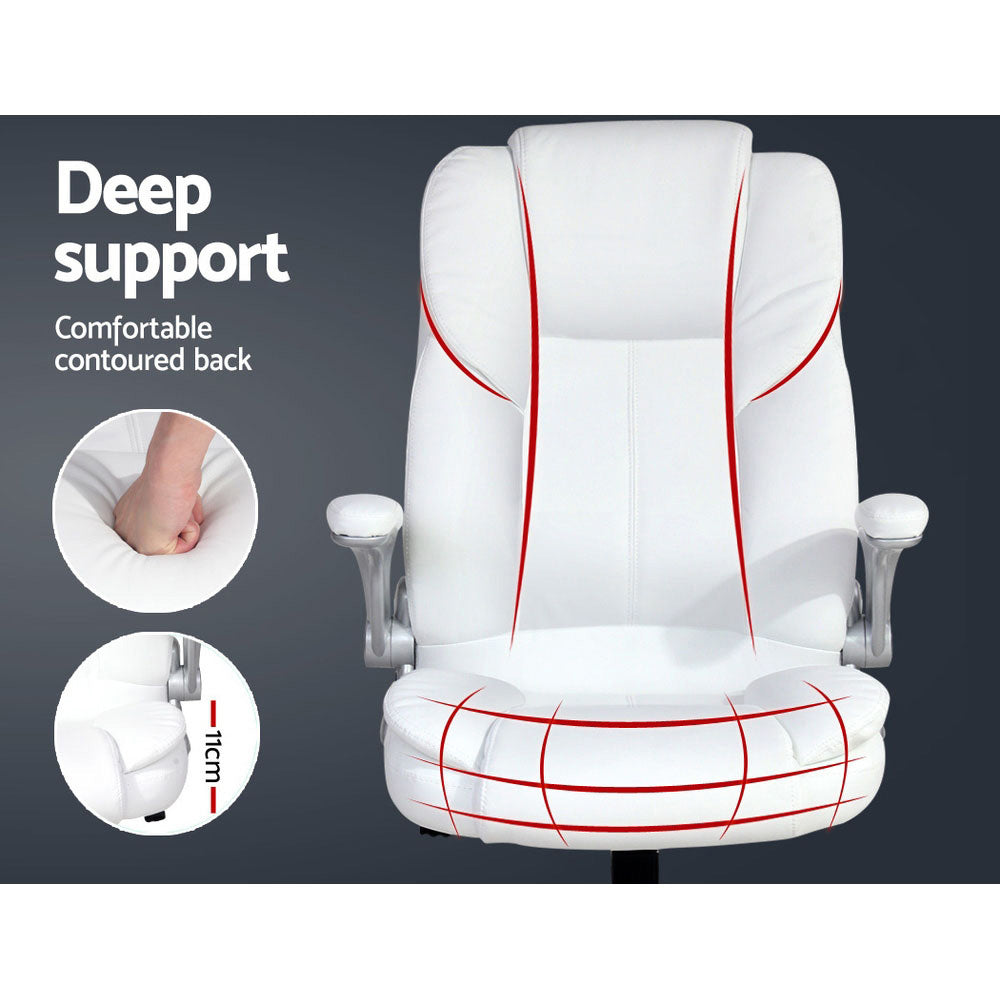 Kea Executive Office Chair Leather Tilt - White