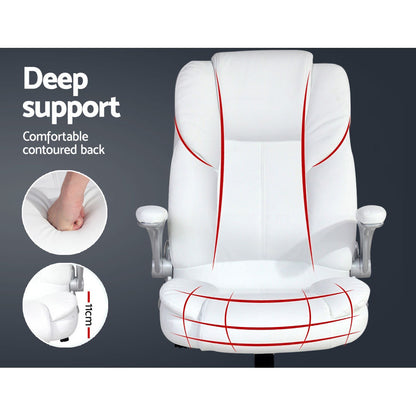 Kea Executive Office Chair Leather Tilt - White