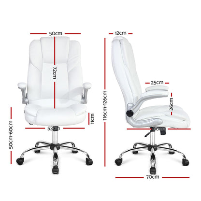 Kea Executive Office Chair Leather Tilt - White