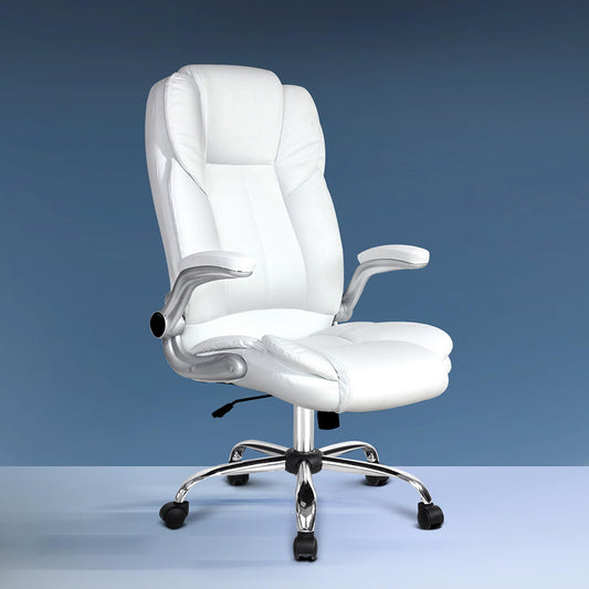 Kea Executive Office Chair Leather Tilt - White
