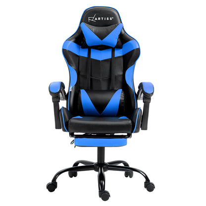 Gaming Office Chair Recliner Footrest - Blue