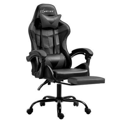 Gaming Office Chair Executive Leather Chair Footrest - Grey