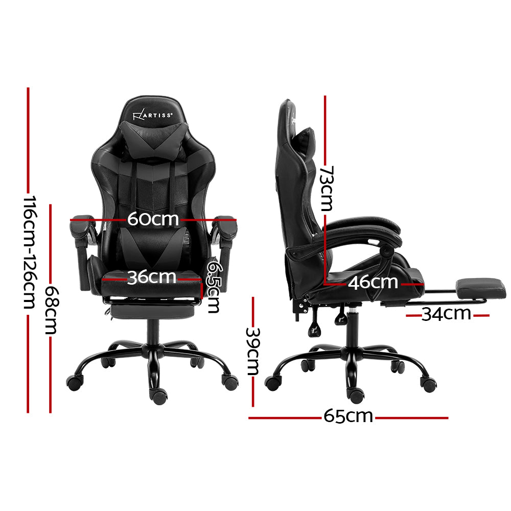 Gaming Office Chair Executive Leather Chair Footrest - Grey