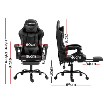 Gaming Office Chair Executive Leather Chair Footrest - Grey