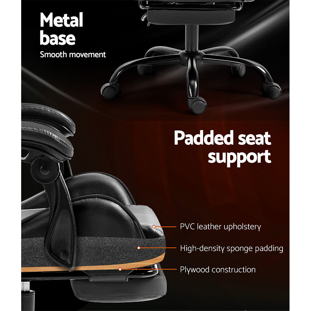 Gaming Office Chair Executive Leather Chair Footrest - Grey