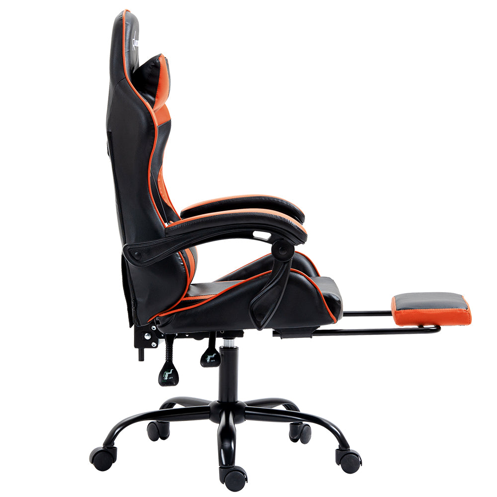 Gaming Office Chair Executive Leather Chair Footrest - Orange