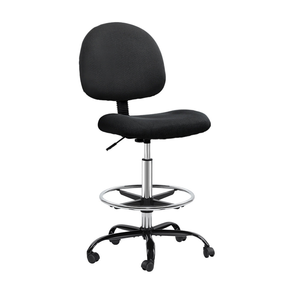 Office Chair Drafting Stool Fabric Chair - Black