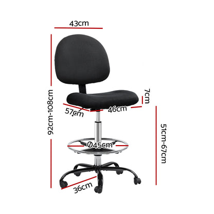 Office Chair Drafting Stool Fabric Chair - Black