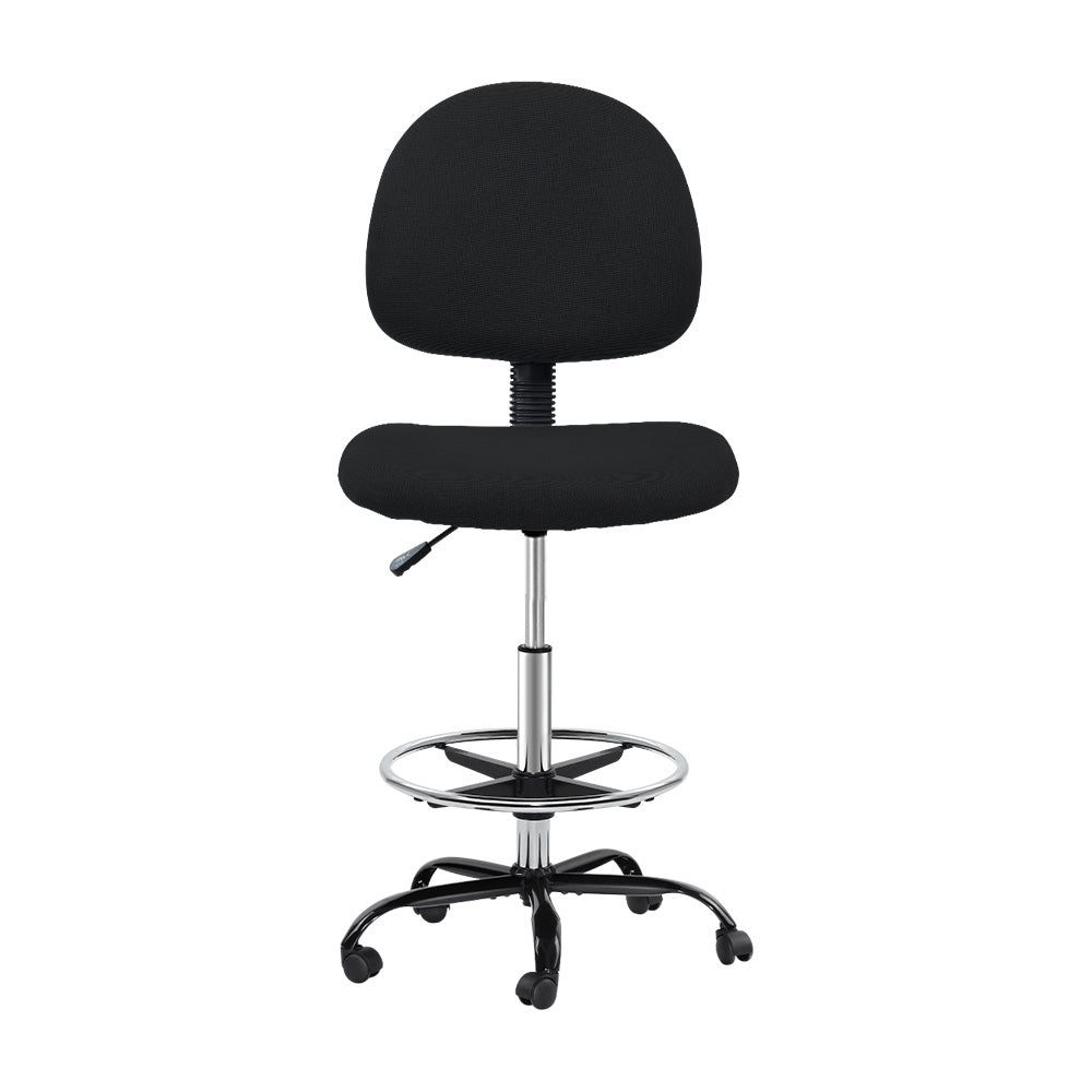 Office Chair Drafting Stool Fabric Chair - Black