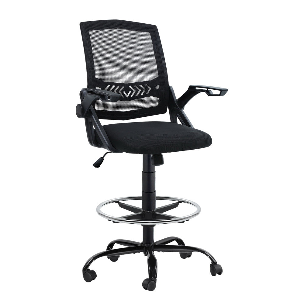 Office Chair Drafting Stool Mesh Chair - Black