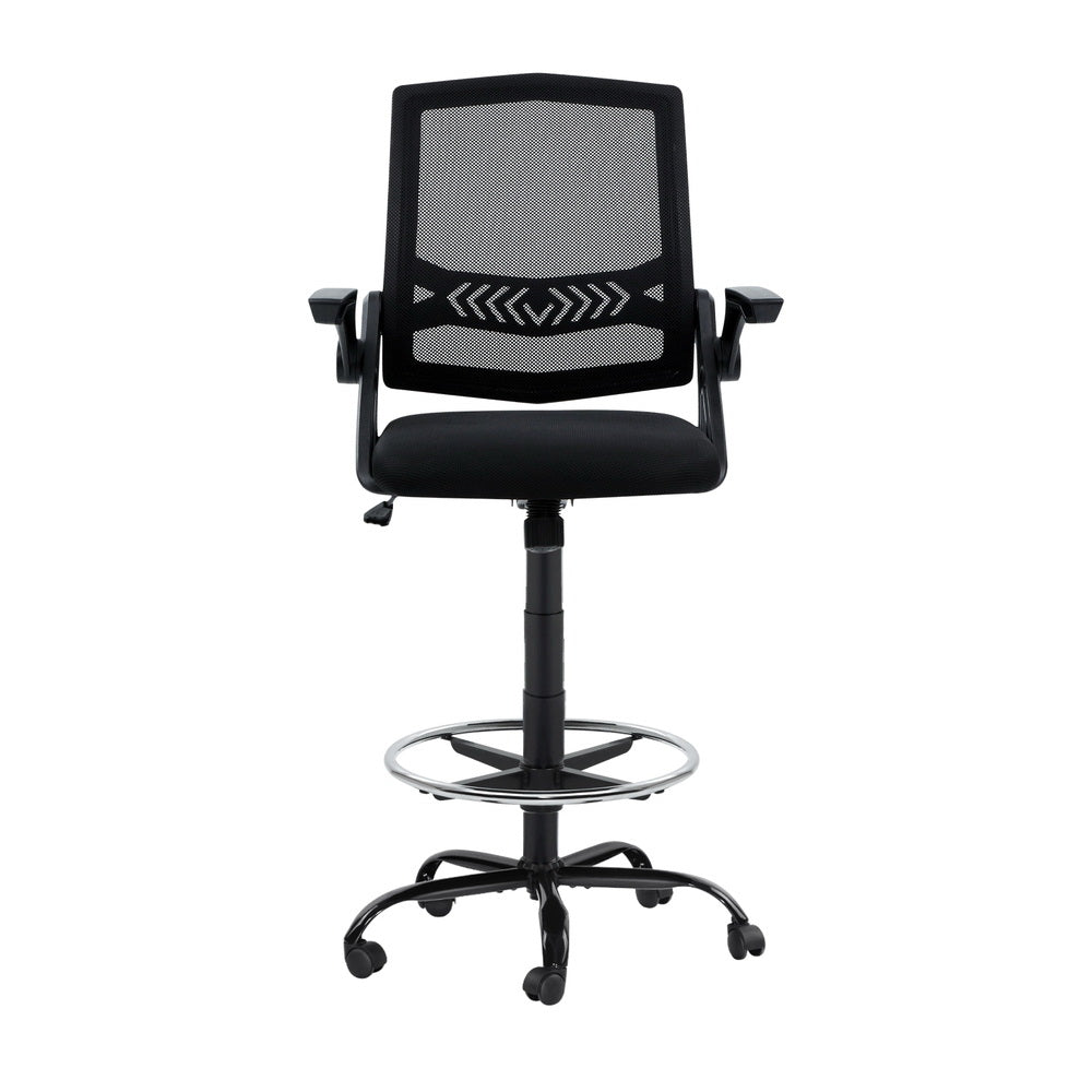 Office Chair Drafting Stool Mesh Chair - Black