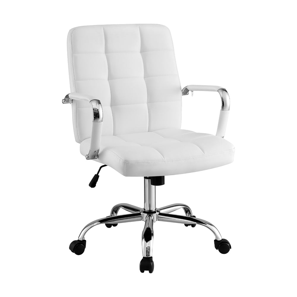 Office Chair Seat Leather - White