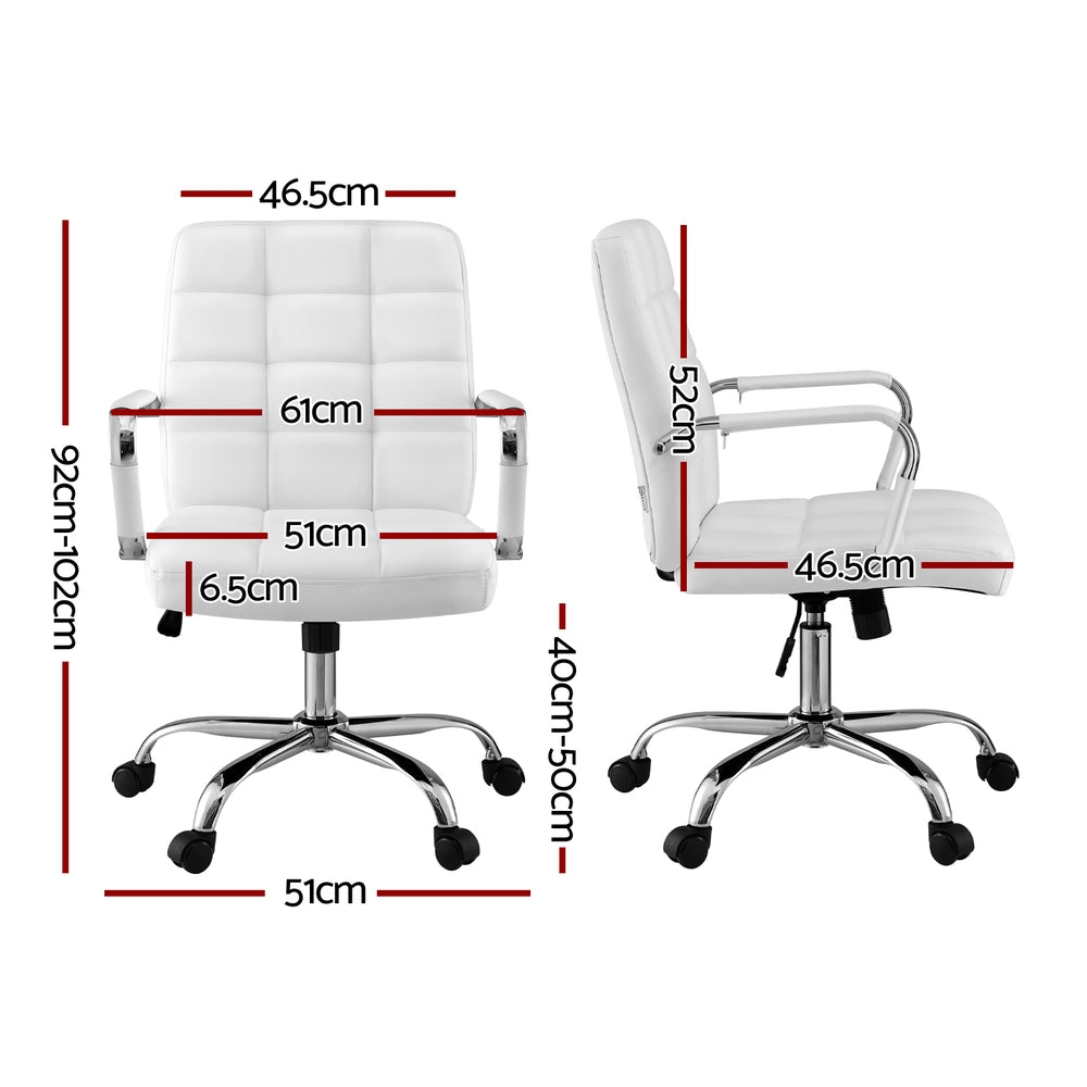 Office Chair Seat Leather - White