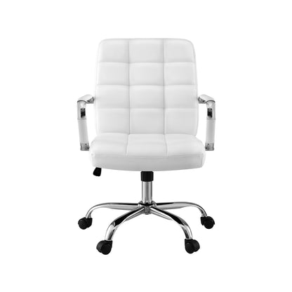 Office Chair Seat Leather - White