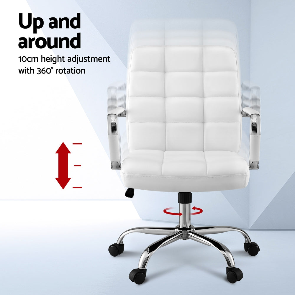 Office Chair Seat Leather - White