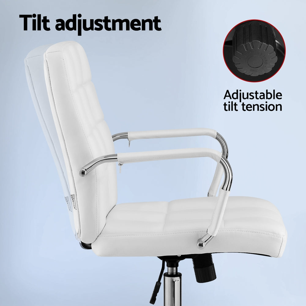 Office Chair Seat Leather - White