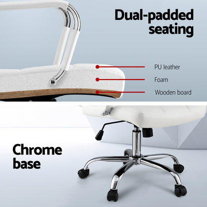 Office Chair Seat Leather - White