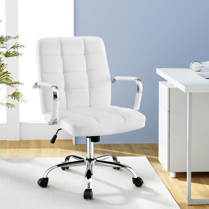 Office Chair Seat Leather - White
