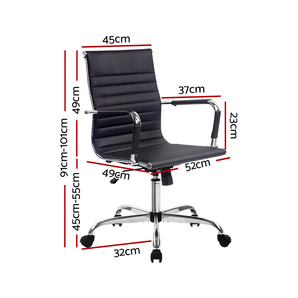 Office Chair Conference Chairs Mid Back - Leather Black