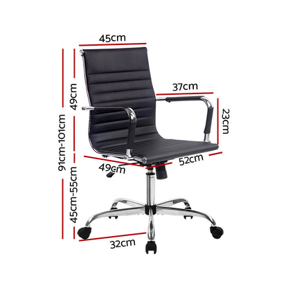 Office Chair Conference Chairs Mid Back - Leather Black
