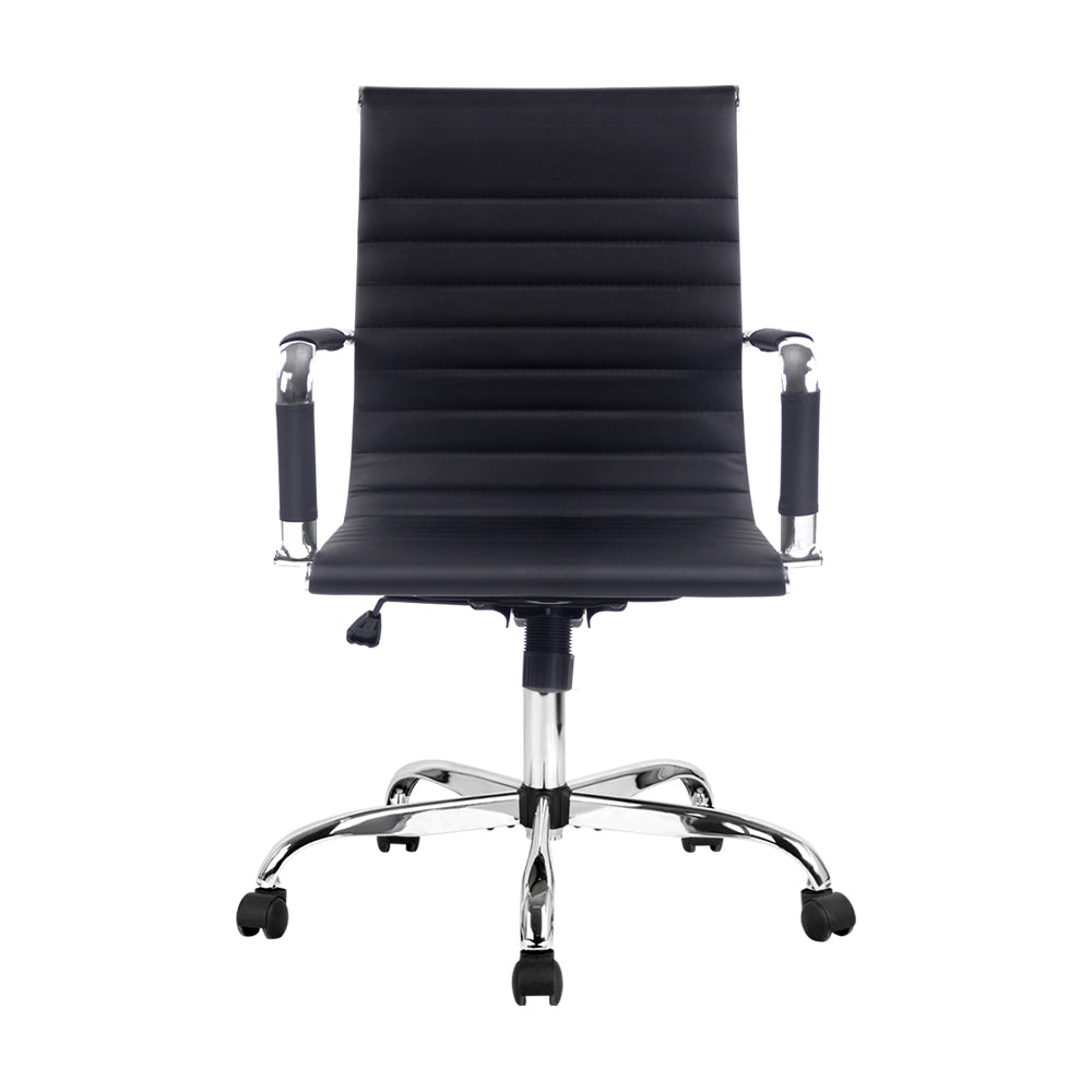 Office Chair Conference Chairs Mid Back - Leather Black