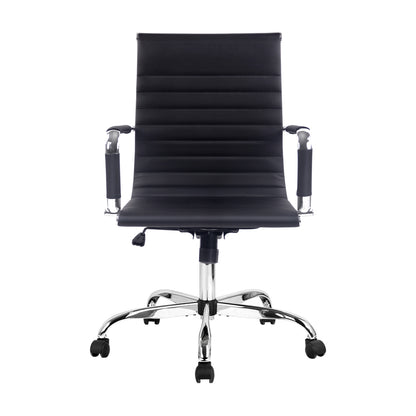 Office Chair Conference Chairs Mid Back - Leather Black