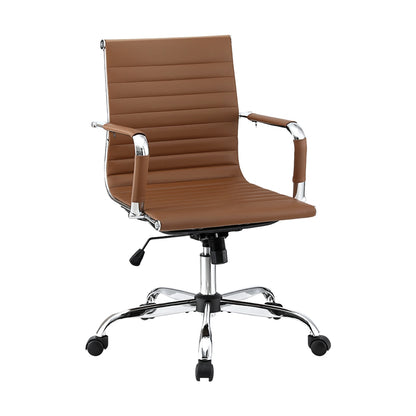Office Chair Conference Chairs Mid Back - Leather Brown