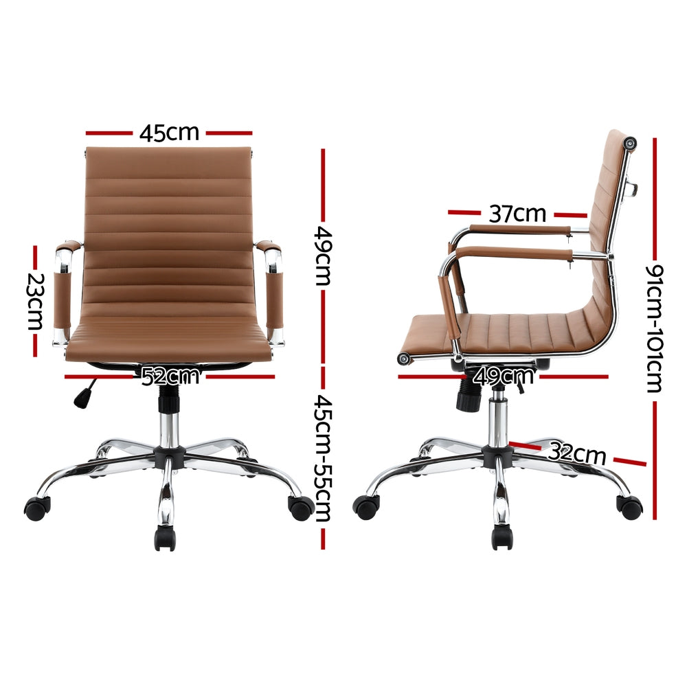 Office Chair Conference Chairs Mid Back - Leather Brown