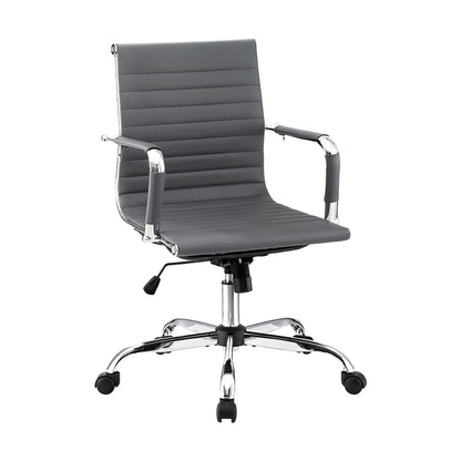 Office Chair Conference Chairs Mid Back - Leather Grey