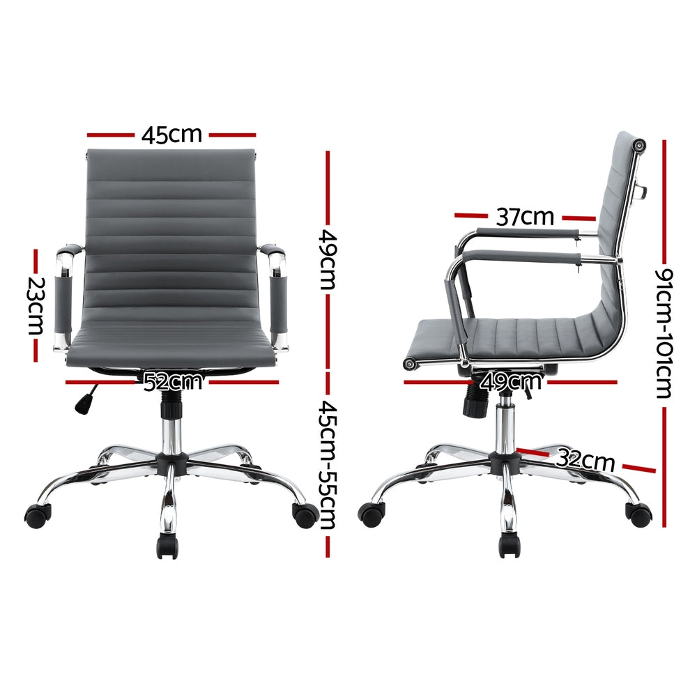 Office Chair Conference Chairs Mid Back - Leather Grey
